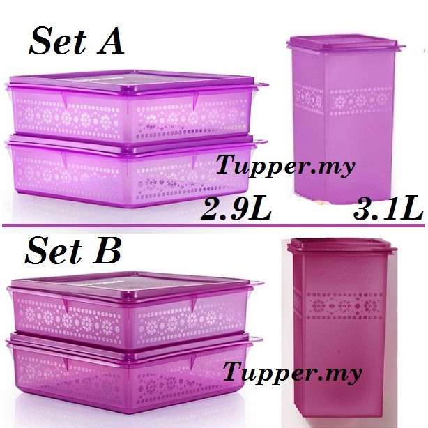 *3pcs*Tupperware Mosaic B2B Snack Stor Set 2.9L(2),Keeper 3.1L(1)Purple