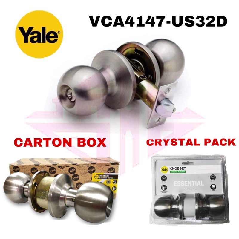YALE VCA4147US32D Stainless Steel Cylindrical Knob LockEntrance door