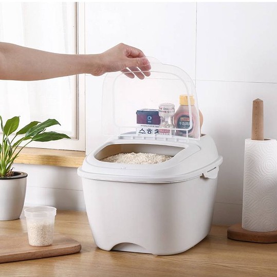 10KG Flip Cover Sealed Multi-function Rice Bucket Storage Box Kitchen ...