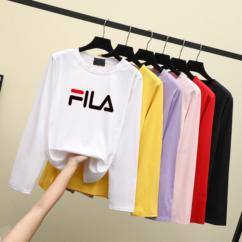 S-3XL Saiz Besar Letter Jenis Lengan Panjang Baju T-shirt Women's Plus