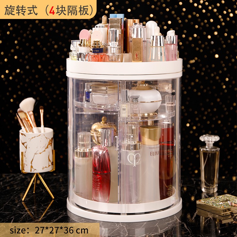 Cosmetic storage box 旋转化妆品收纳盒防尘网红梳妆台口红护肤品桌面置物架化妆刷收纳| Shopee Malaysia