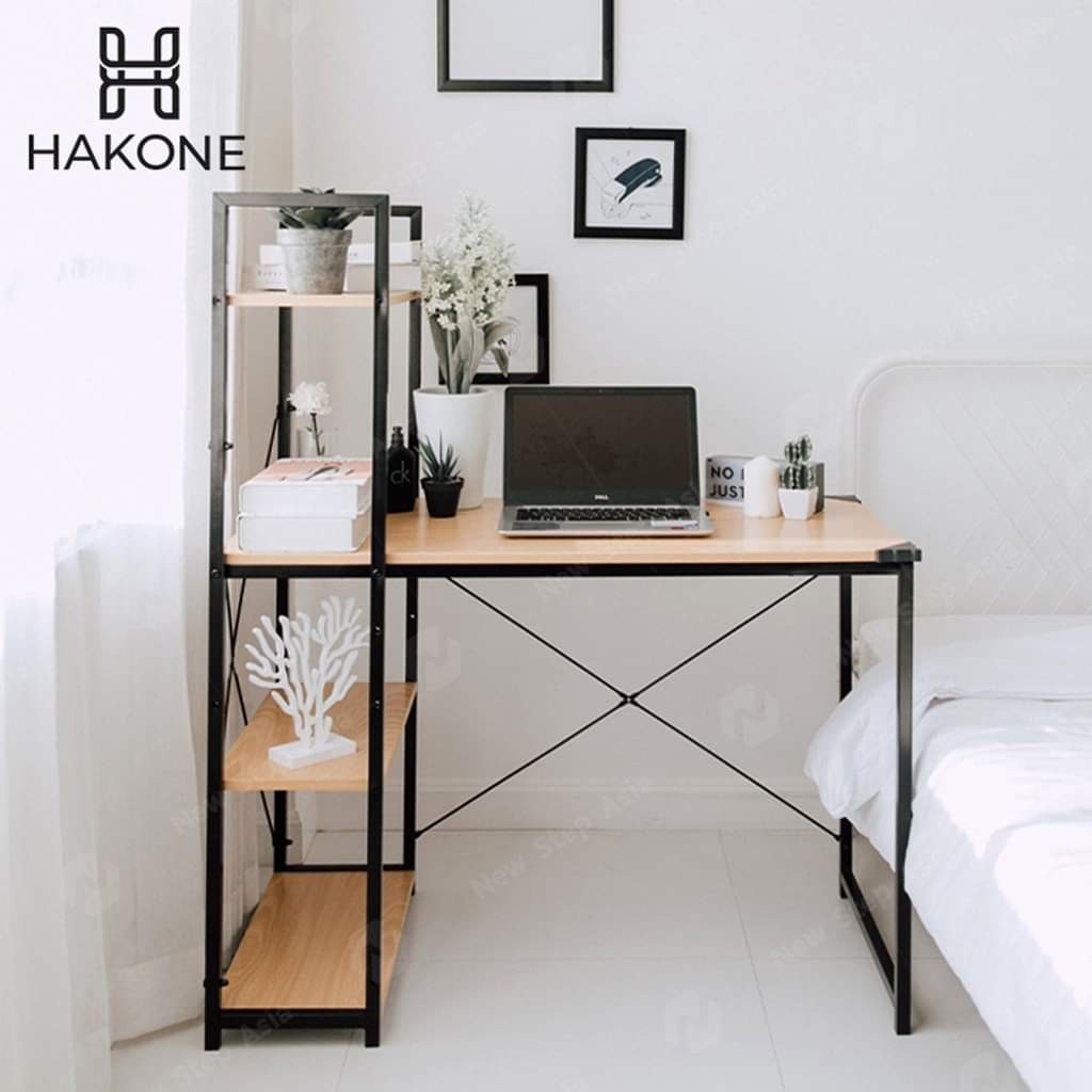 Hakone Modern Computer Desktop Study Table / Computer Table / Workstation with Book Shelf/ With Rack HomeHuk