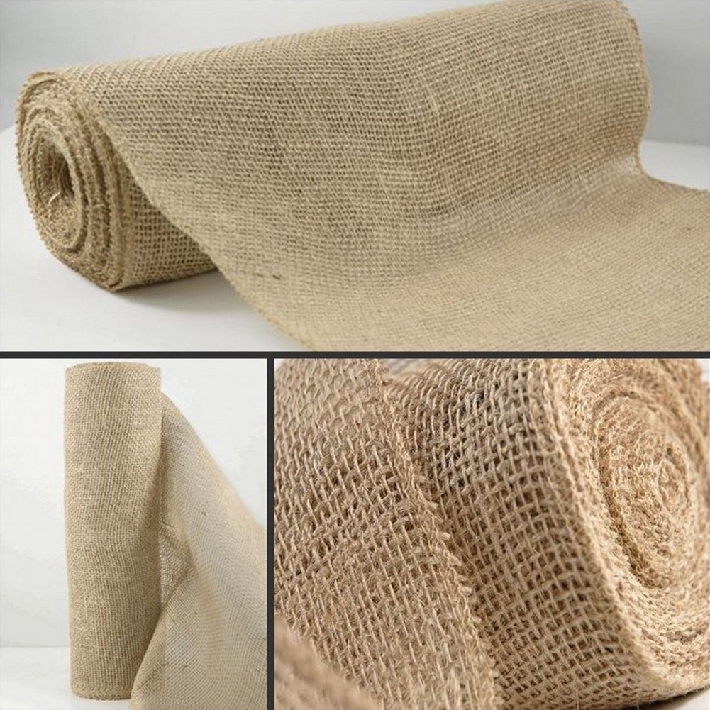 180cm X 30cm Rustic Burlap Hessian Burlap Table Runner Wedding Natural Vintage Jute Party Decor W6F3