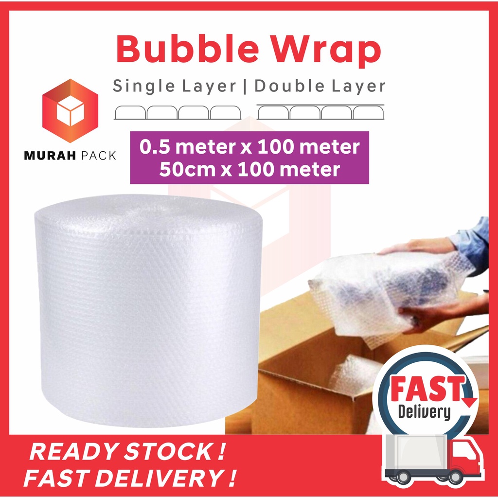 Bubble Wrap 100m x 0.5m Single Layer / Double Layer (Only Can Buy 1 ...