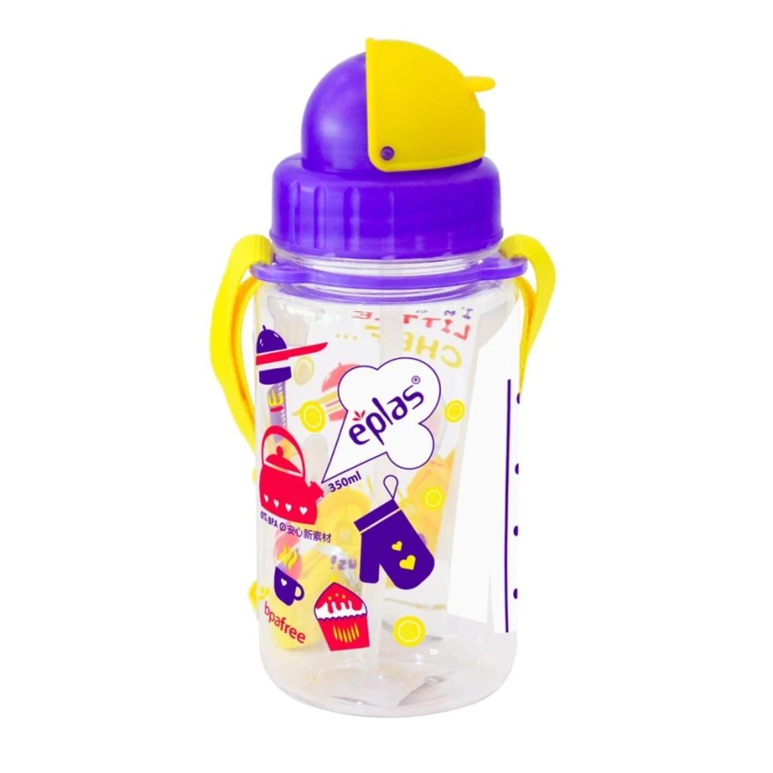 Eplas 350ml Bpa Free Water Bottle With Straw (assorted Design) 