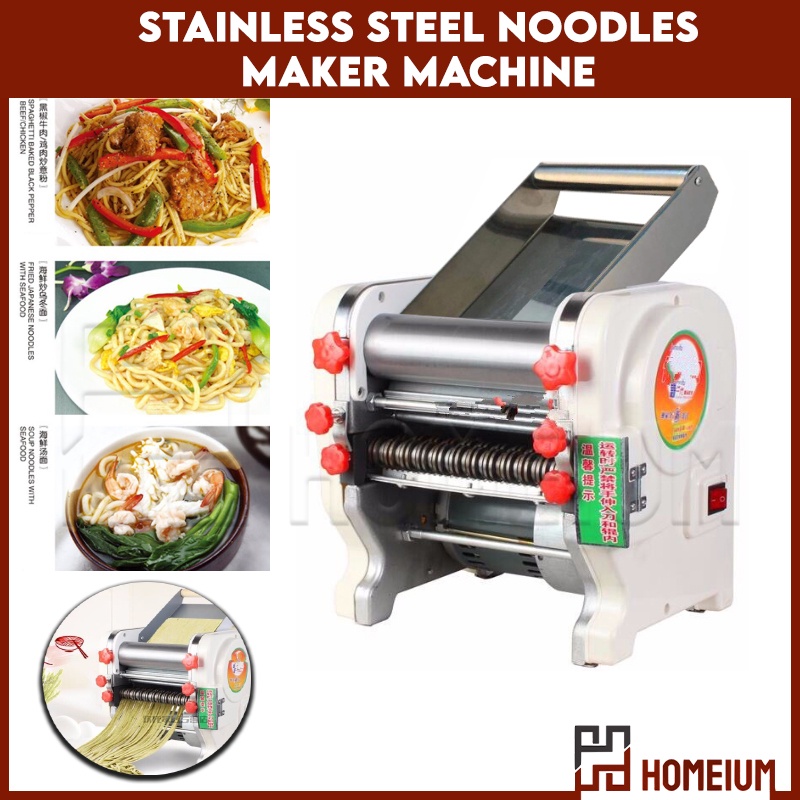 Homeium Stainless Steel Noodles Maker Machine Dough Sheeter Cutter Pasta Pan Mee