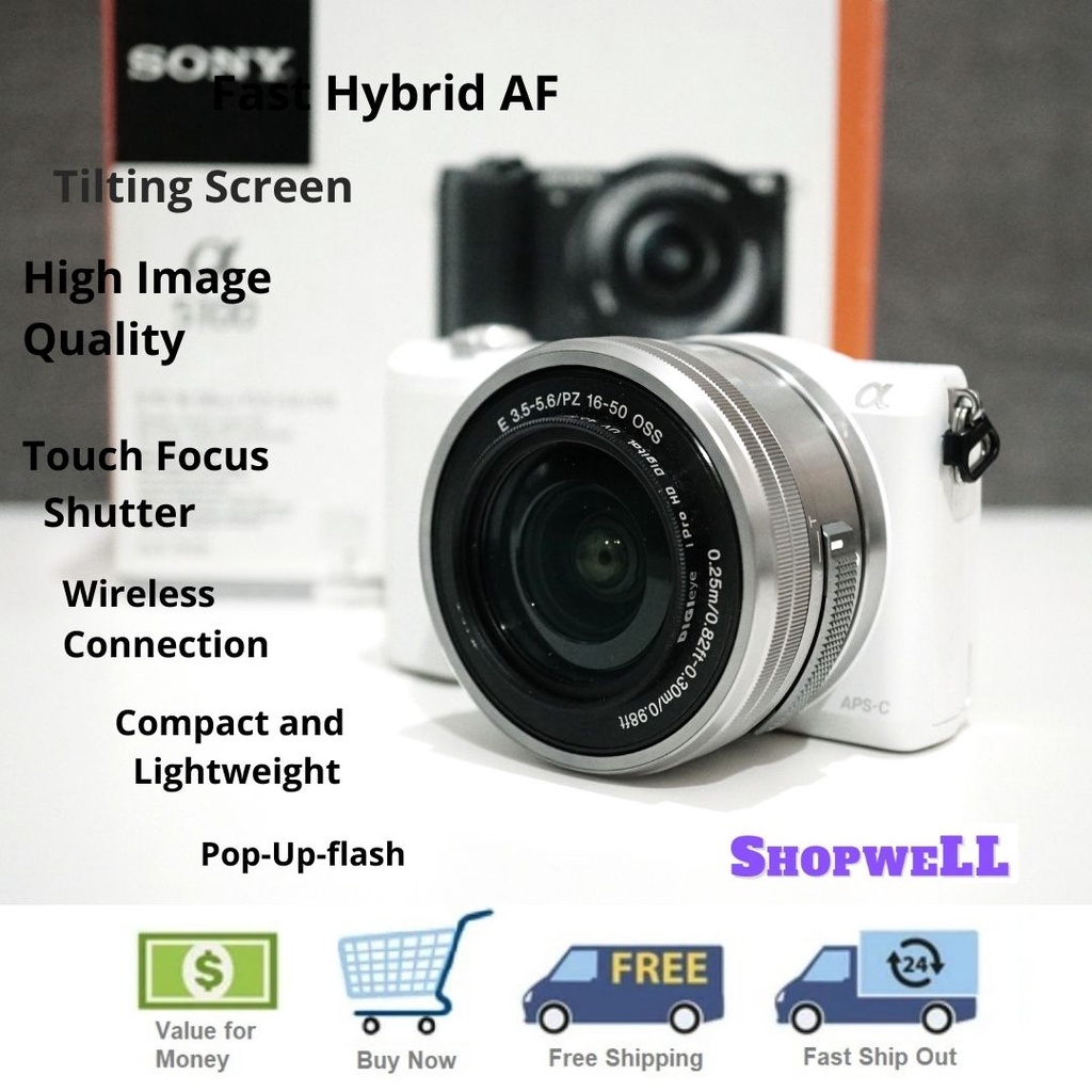 Sony a5100 with 1650mm OSS Kit Lens White Colour Digital APSC