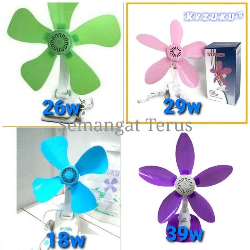 Kyzuku 3 in 1 clip-on mini fan (clamp-on~wall~sitting) Kyzuku 17w~18w~26w~29w~36w Mini fan/ Table fan/ Wall fan/ kipas angin