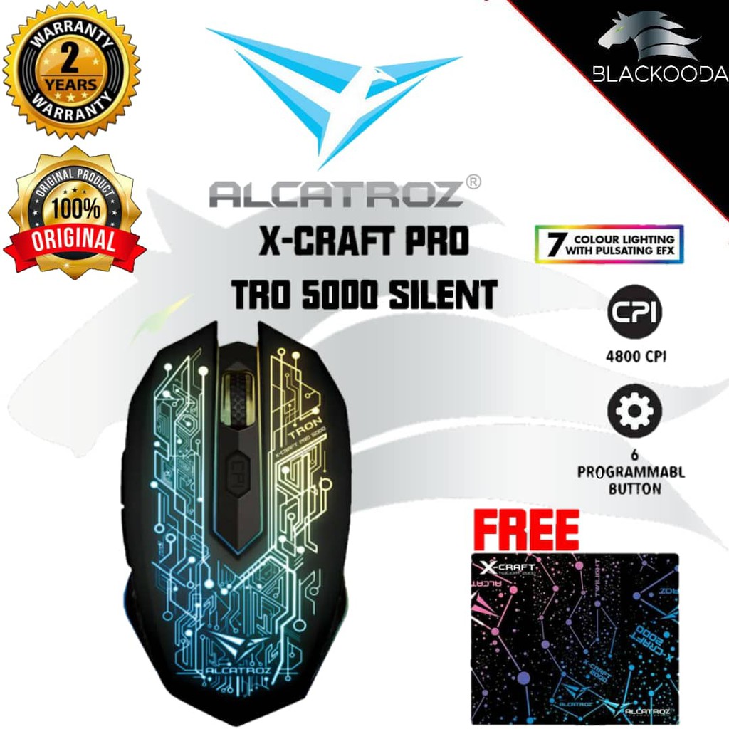 Alcatroz XCraft Pro Tron 5000 Silent Gaming Mouse Shopee Malaysia
