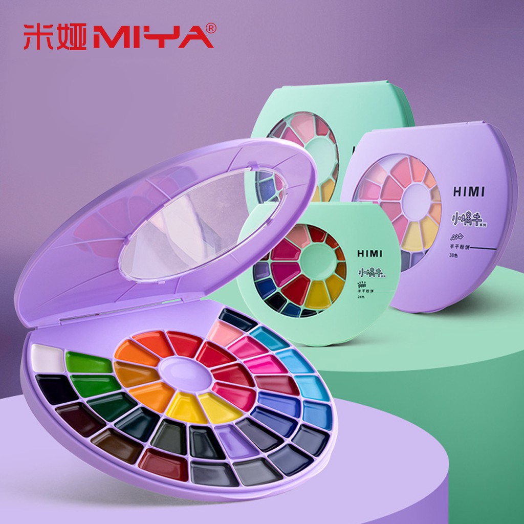MIYA HIMI ART WATERCOLOR SEMI MOISTURE SOLID PAINTING SET 24/38 COLOURS