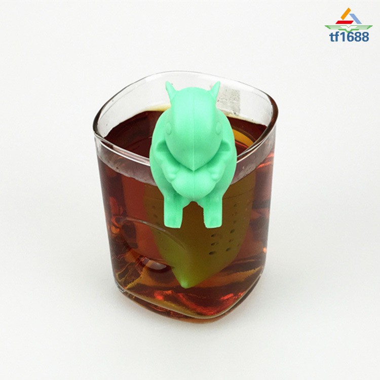 Tea Strainer Accessories Brewing Tea Device Reusable Silicone Herbal Spice Filter Tea Infuser Squirrel Shape