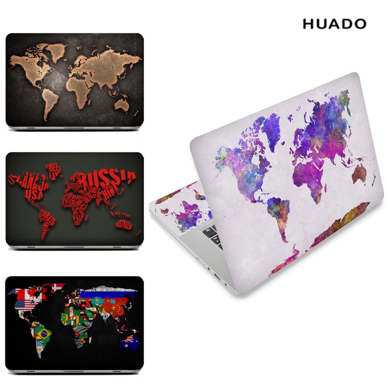 World map Laptop Skin Cover Decal Sticker Cover PVC Notebook Reusable