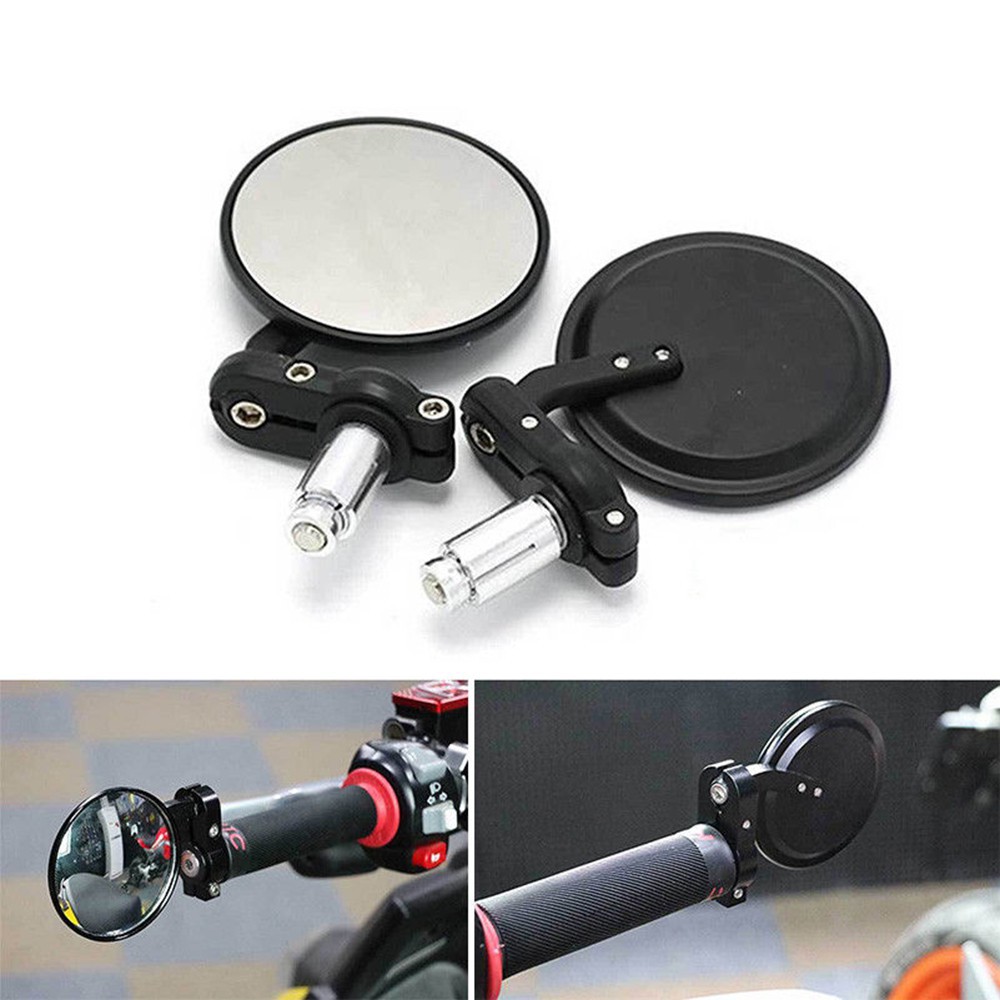 For Bobber Cafe Racer 2PCS Motorcycle Round 7/8" Bar End Rearview Side Mirrors