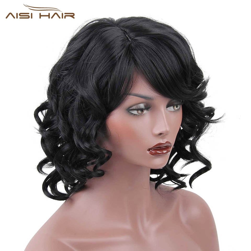 short wavy wig with bangs