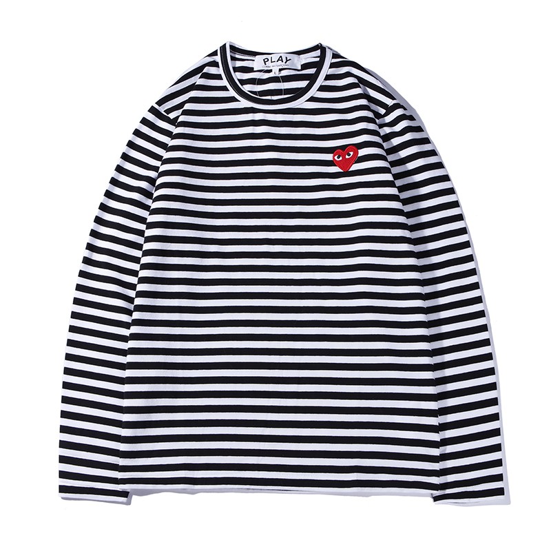 cdg long sleeve black and white