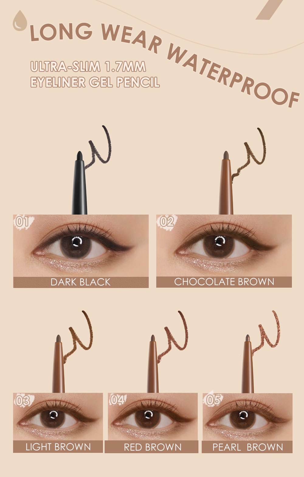 Focallure Confidencehalo Waterproof Ultraslim Eyeliner Gel Pencil 1