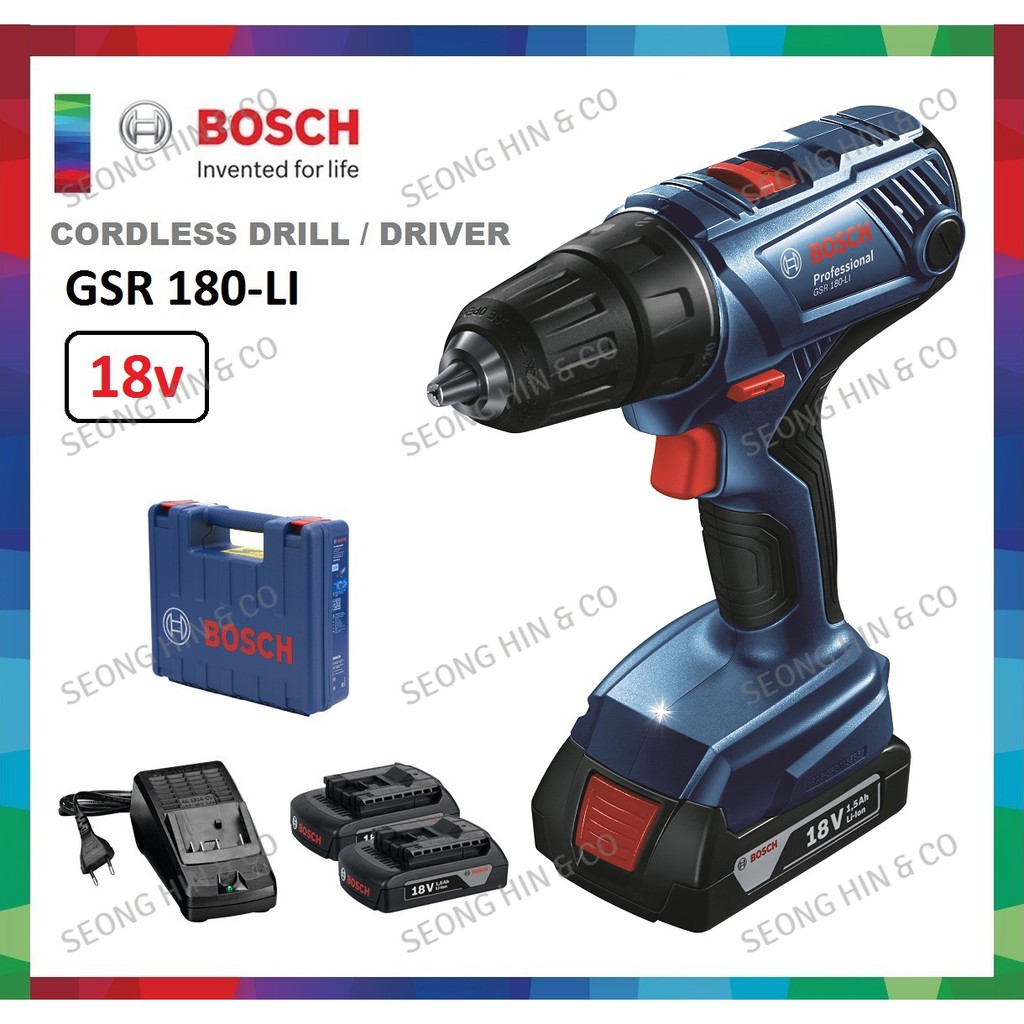 Bosch Gsr 180 Li Cordless Drill Driver 18v 180 Li Gerudi Bateri