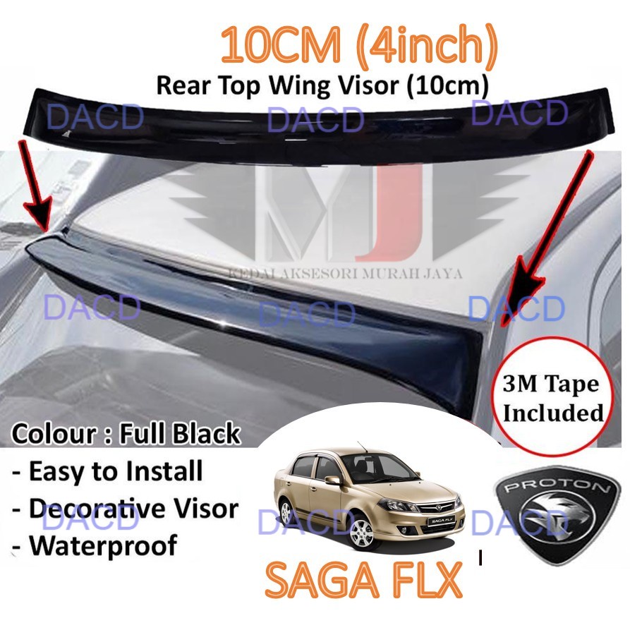 Proton Saga FLX (10cm) Rear Glass Spoiler 100 Ori AG Sun Visor Sun