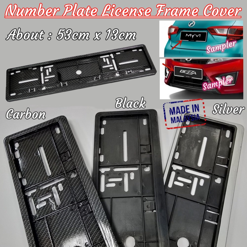 Number Plate License Frame Cover Long Black / Sliver / Handmade