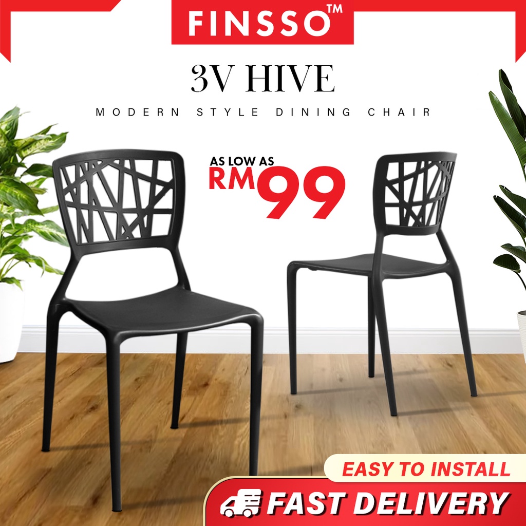 FINSSO: 3V Modern Stackable Dining Plastic Chair / Office Chair / Furniture / Kerusi