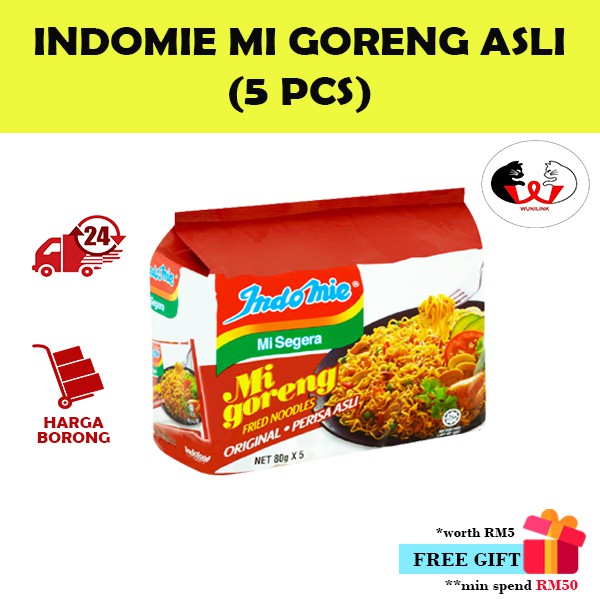 Indomie Mi Goreng Perisa Asli / Indomie Instant Noodles Original Flavour (5pcs x 80G)