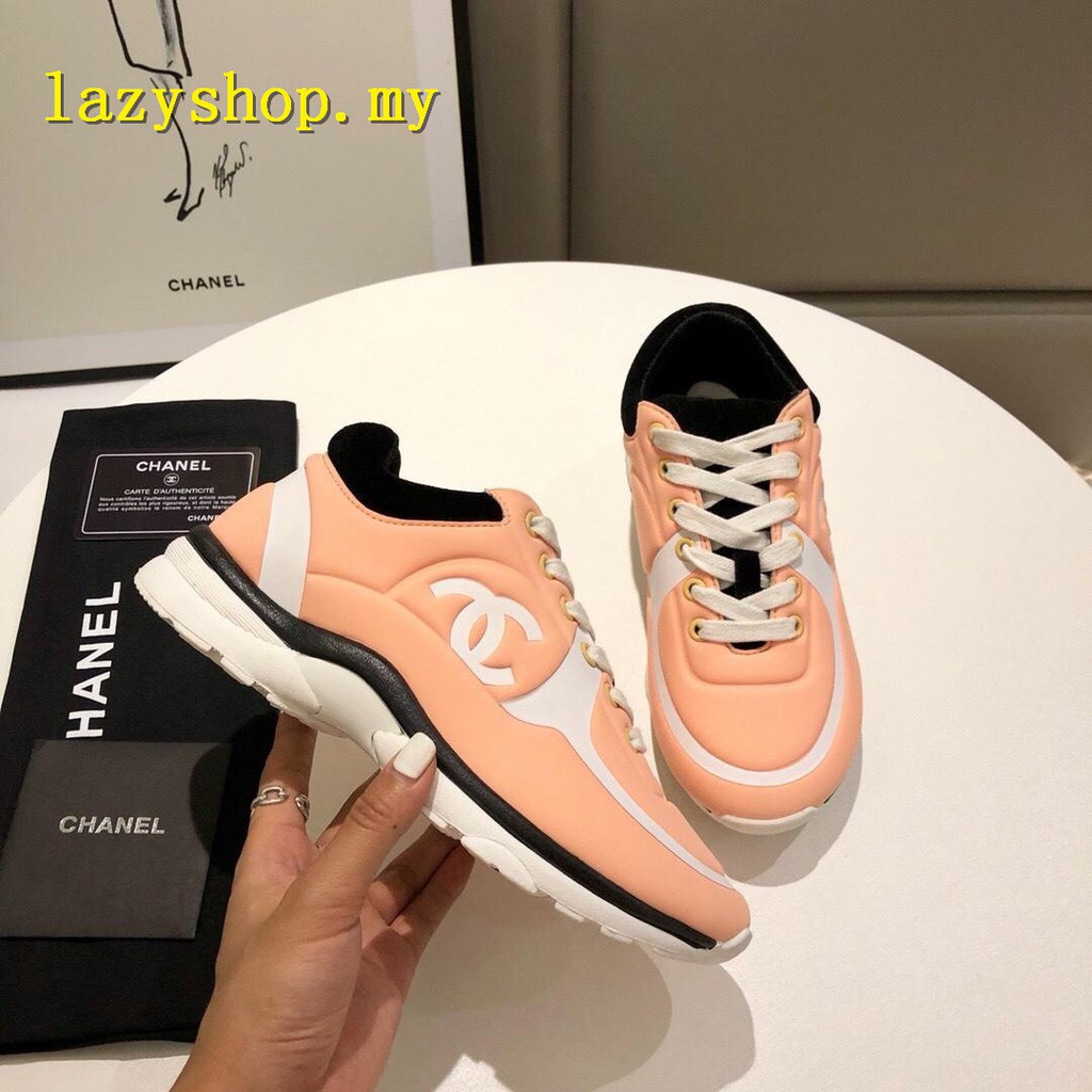 peach chanel sneakers