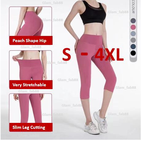 ?Size S - 4XL?YOGA pants women's high waist hip stretch tights running sports fitness cropped pants