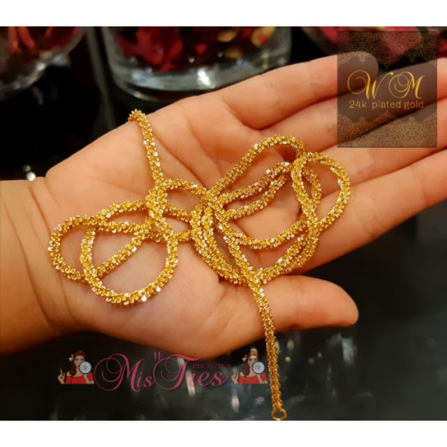  Rantai  leher  pasir dewasa emas korea panjang  60cm persis 