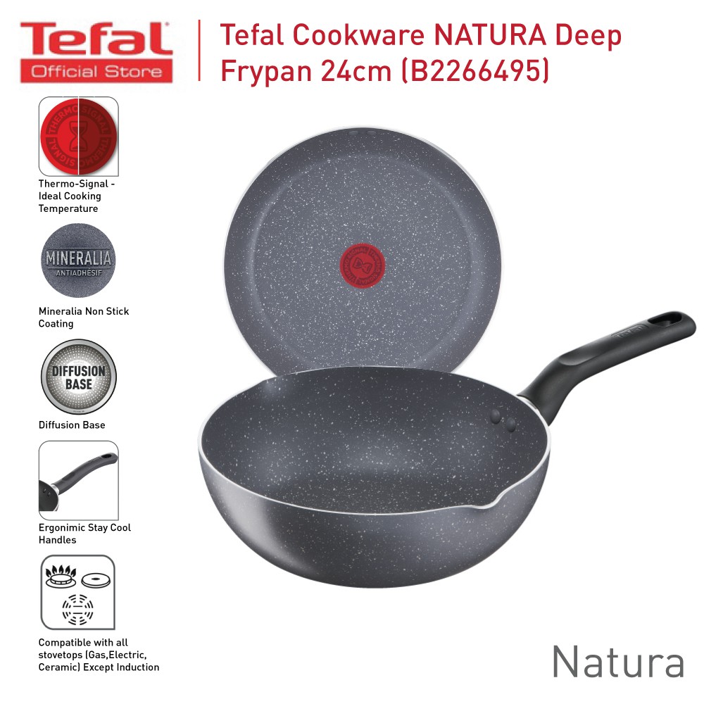 Tefal Natura Deep Frypan 24cm B22664 Non Stick Cookware/ Pot and Pan