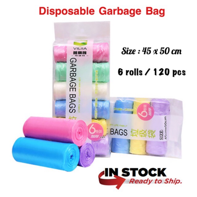  120 units 6 rolls Plastik  Sampah Berwarna Size  45 x 50  