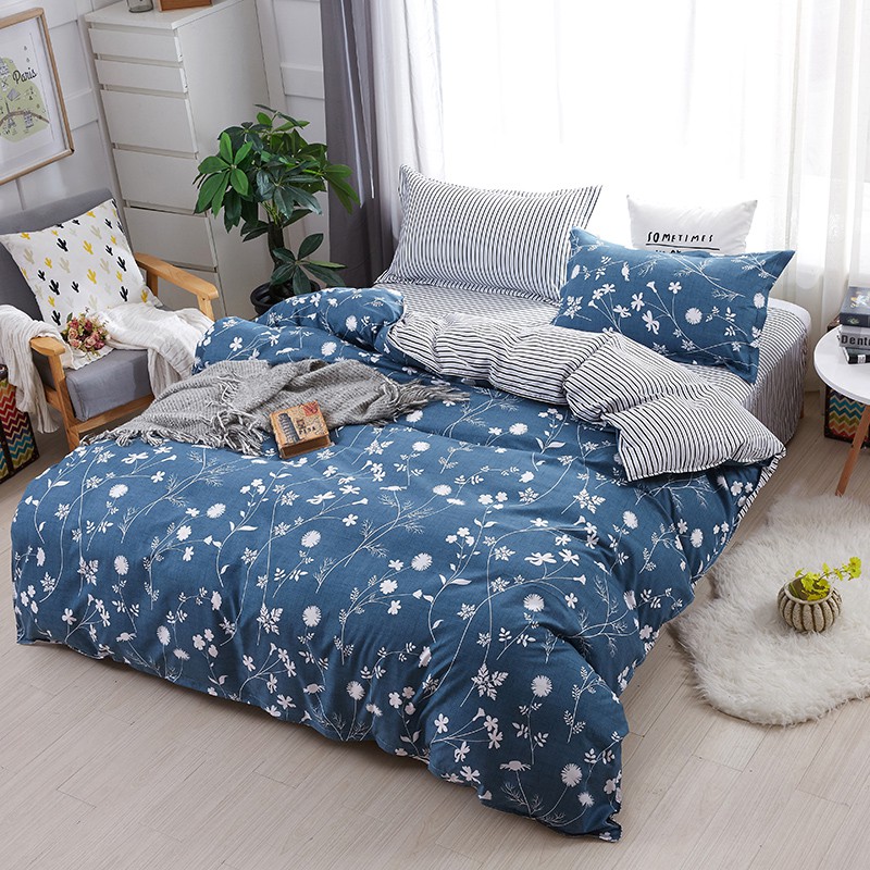 Home Textile Plain Flower Design 3 4pcs Bedding Set Duvet Cover