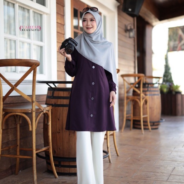  baju  labuh  blouse  muslimah long top dress blouse  murah 