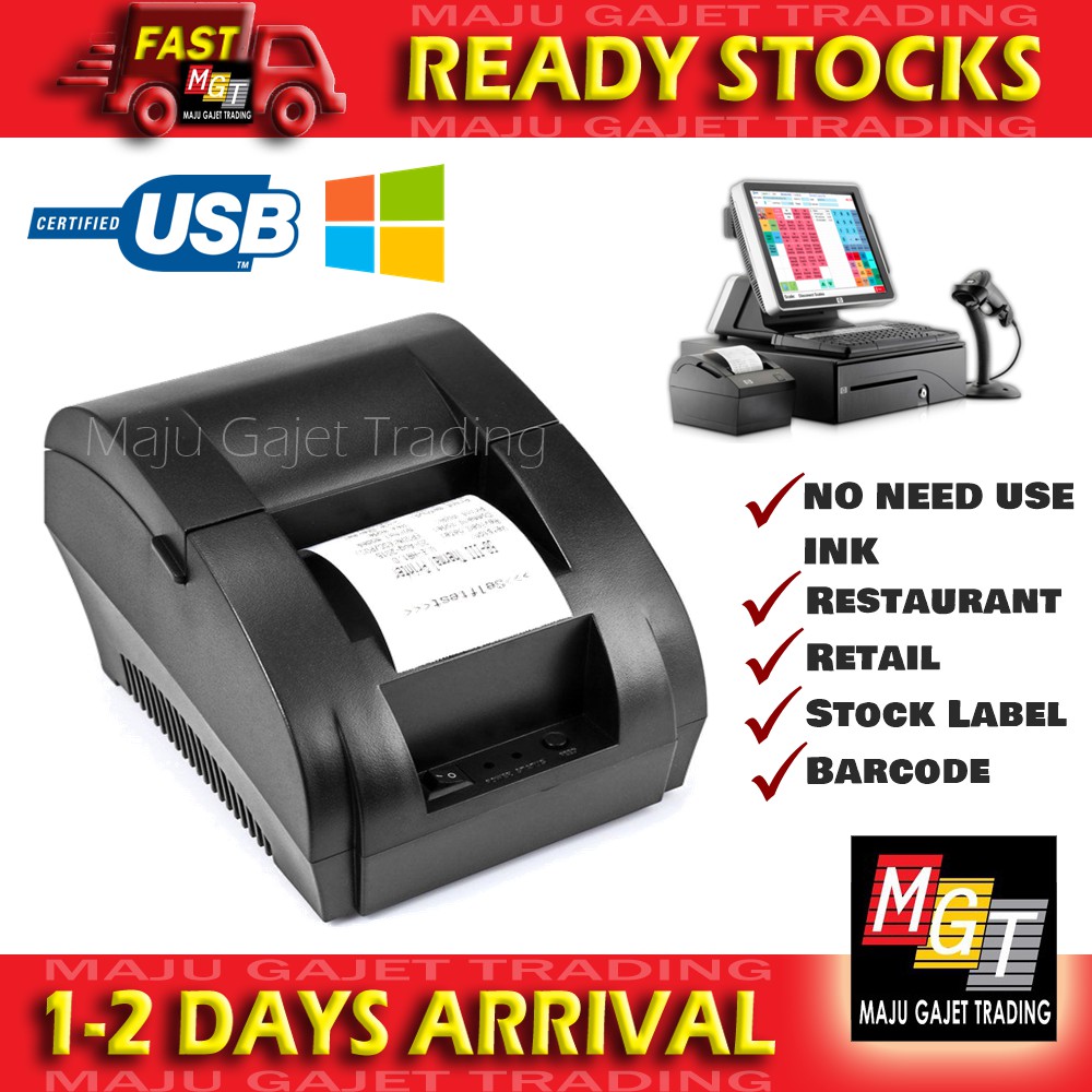 58mm 57mm Pos Thermal Receipt Printer Usb Support Cash Drawer