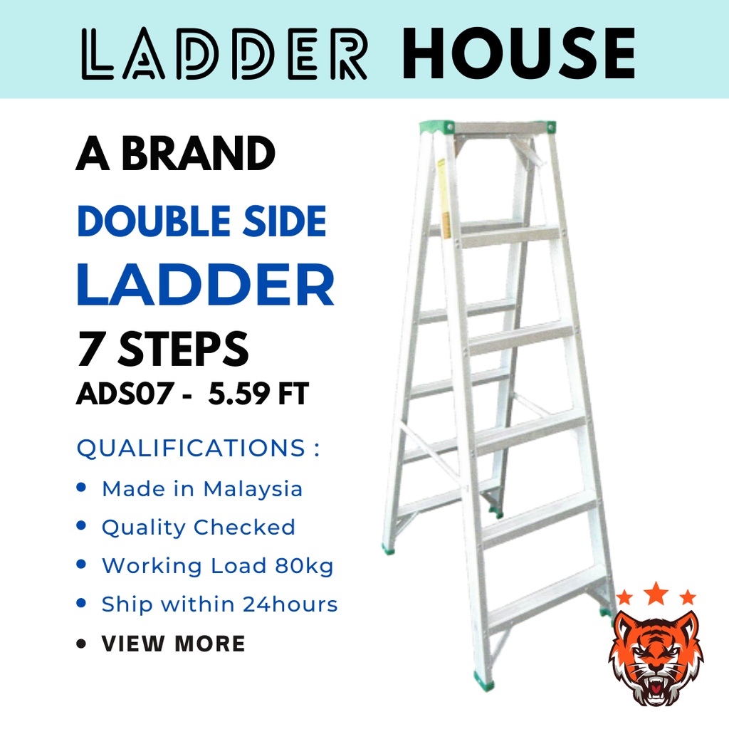 LADDER HOUSE A BRAND Aluminium Double Sided Ladder 7 Steps ADS07   Fac96b64f3368d4984d544a2b19caba7