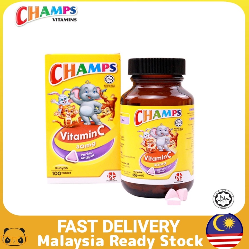 CHAMPS VITAMIN C KIDS 30MG 100 TABLET CHEWABLE BLACKCURRANT LYSINE