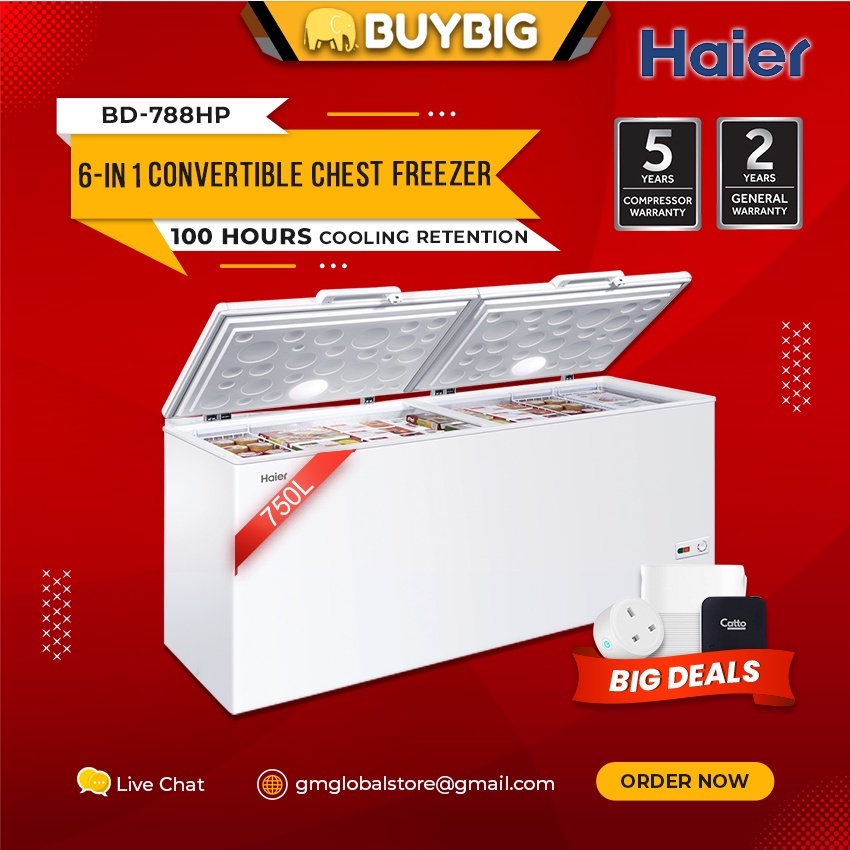 Haier Convertible Chest Freezer Chiller 105L,155L,207L,332L, 450L, 535L, 750L (BD-788HP, BD-568HP, BD-458HP, BD-328HP)