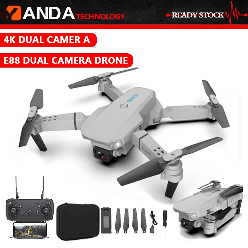 ? ถึง ? e88 ควบคุมระยะไกลของเล่นสี่ใบพัดเครื่องบินไร้คนขับสามารถพับเก็บ WiFi UAV พร้อมกับ 4K HD กล้องพร้อมกับแบตเตอรี่ฟรี 无人机