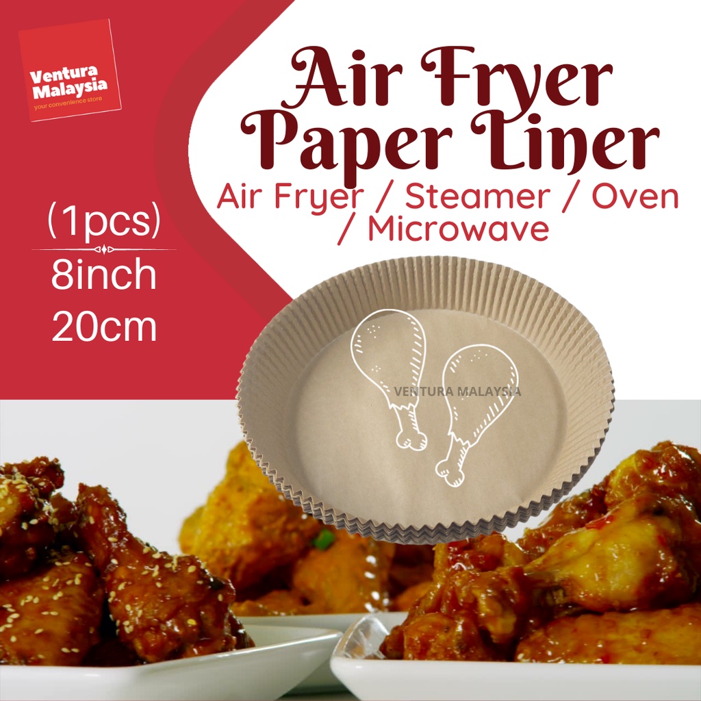 (8INCH / 20CM) 1PC Round Disposable Air Fryer Paper Non-Stick Baking ...