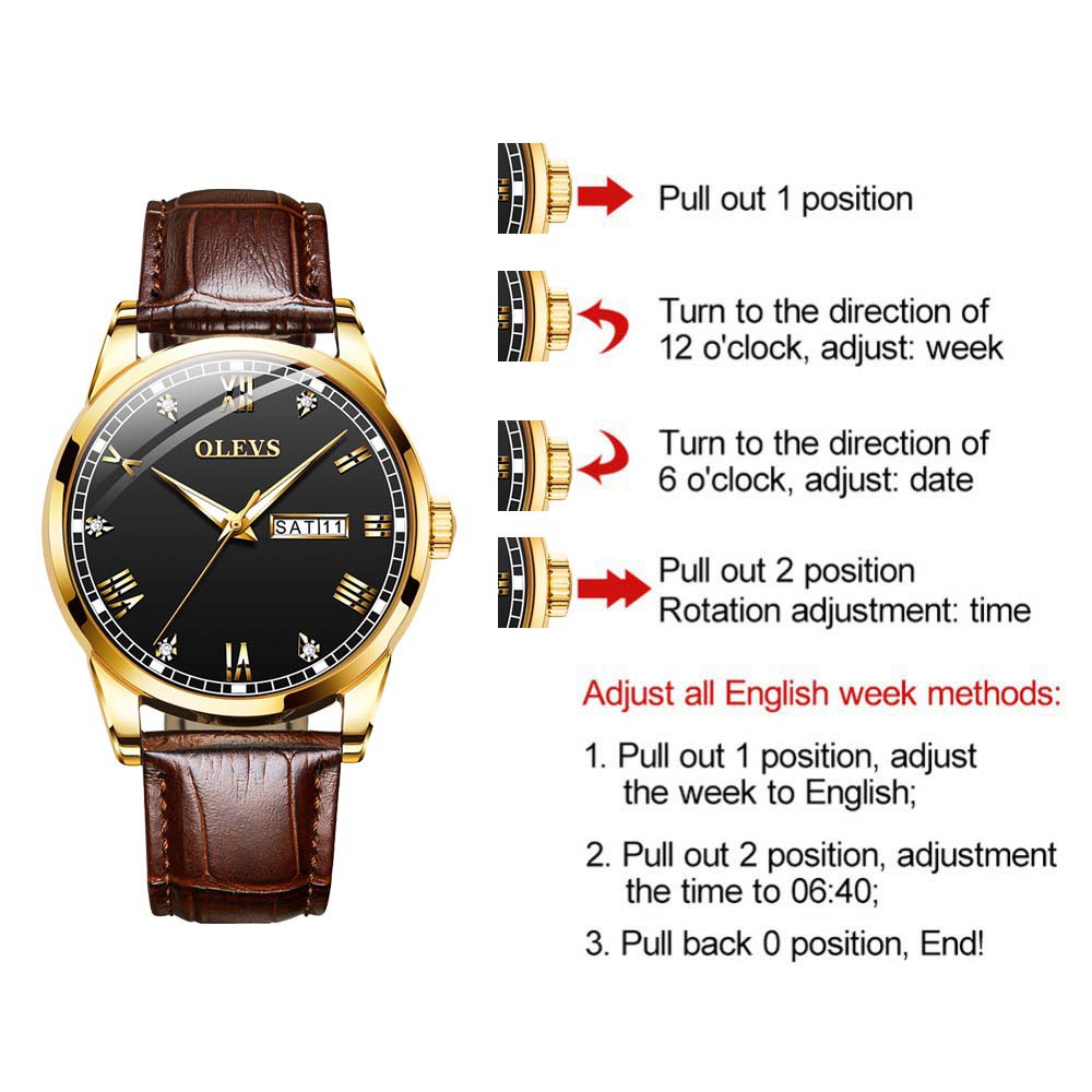 Olevs Mens Watch Original Jam Tangan Lelaki Men S Analogue Watch Men S Watches Men S Business Jam Tangan Brown Leather Watch Men Date Roman Numerals Luminous Quartz Analog Jam Lelaki Tali Kulit Murah Jam