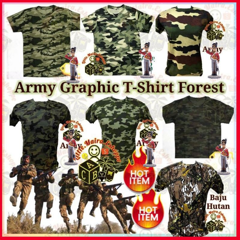 Lelaki Part 1of2 Army Camo Camouflage Graphic Tshirt Full Cotton Printed Shirt Dewasa Baju Hutan Askar Fishing Tee Shopee Malaysia