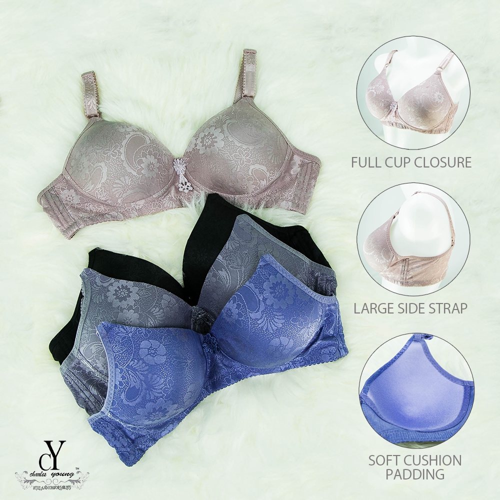 CY 3326 PLUS SIZE BRA BIG SIZE BRA FLORAL WIDE SIDE SUPPORT BREAST PUSH