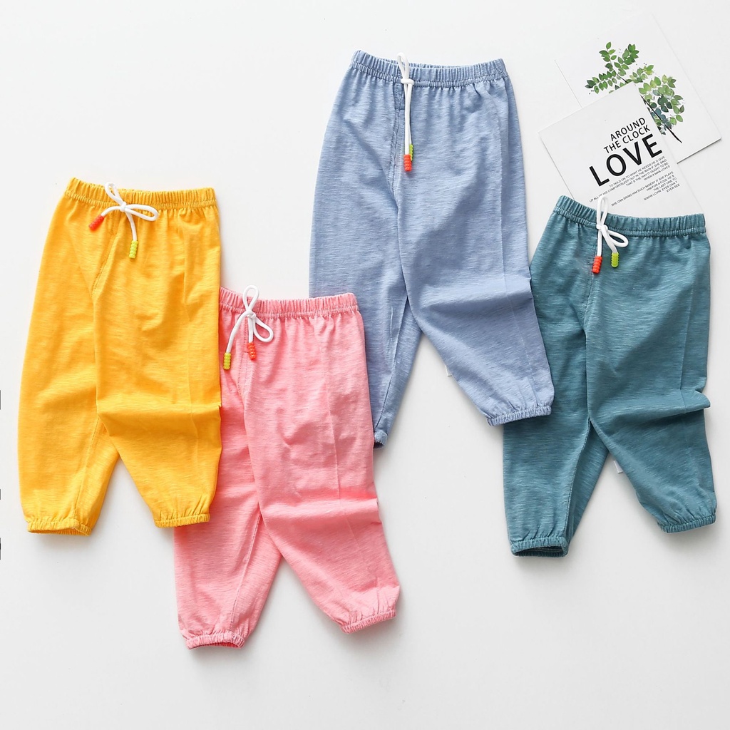 SOFEON Toddler Baby Girls Long Bloomers Soft Slub Cotton Harem Pants for Kids 3-Pack 