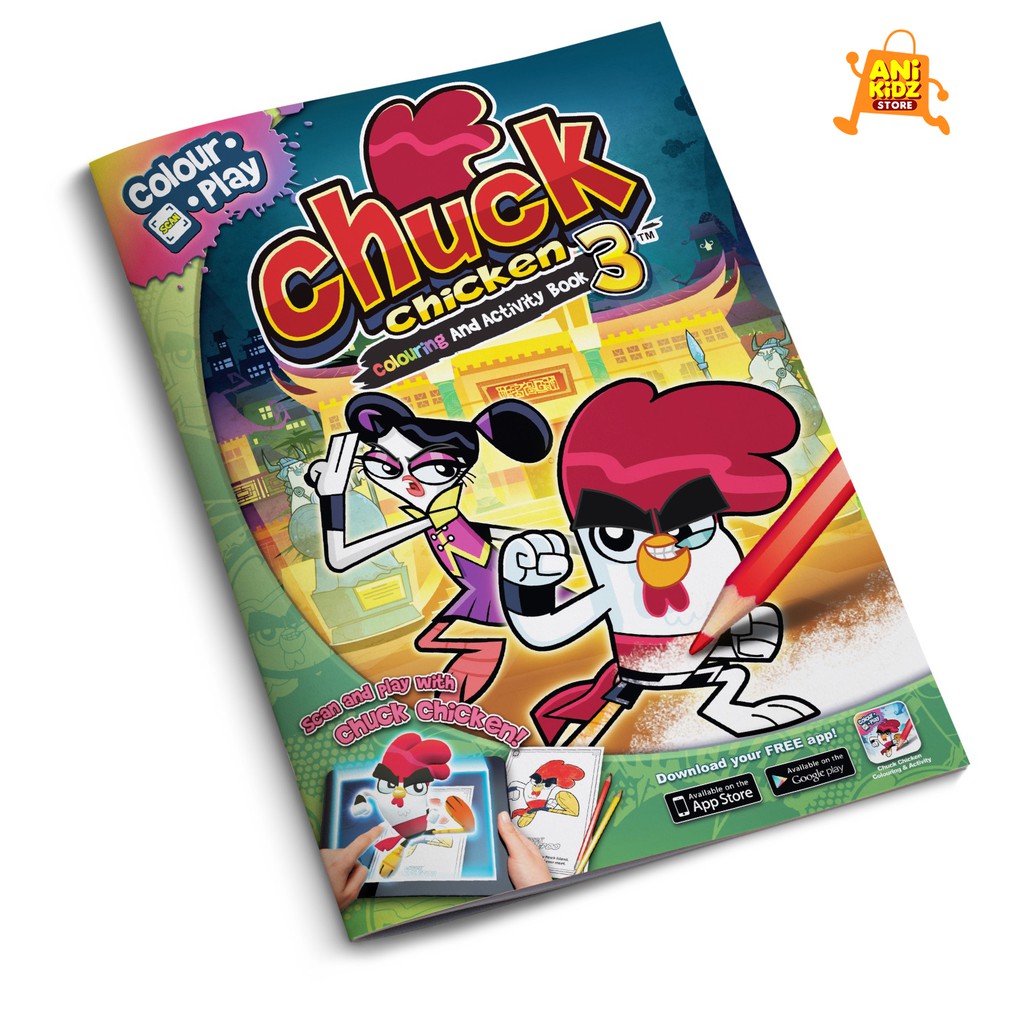 AniKidz Chuck Chicken Coloring & Activity Book 3 Color & Play AR