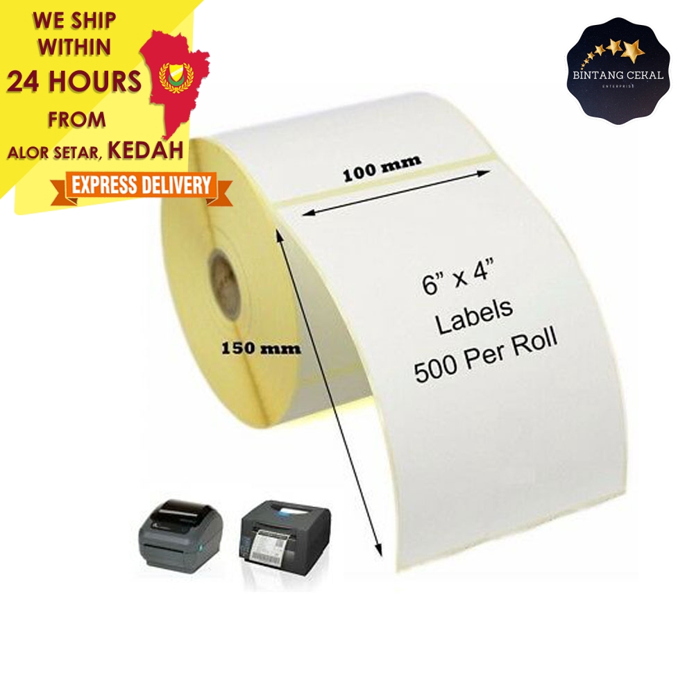 A6 THERMAL SHIPPING LABEL STICKER SHOPEE AIRWAY BILL PRINTER 500PCS