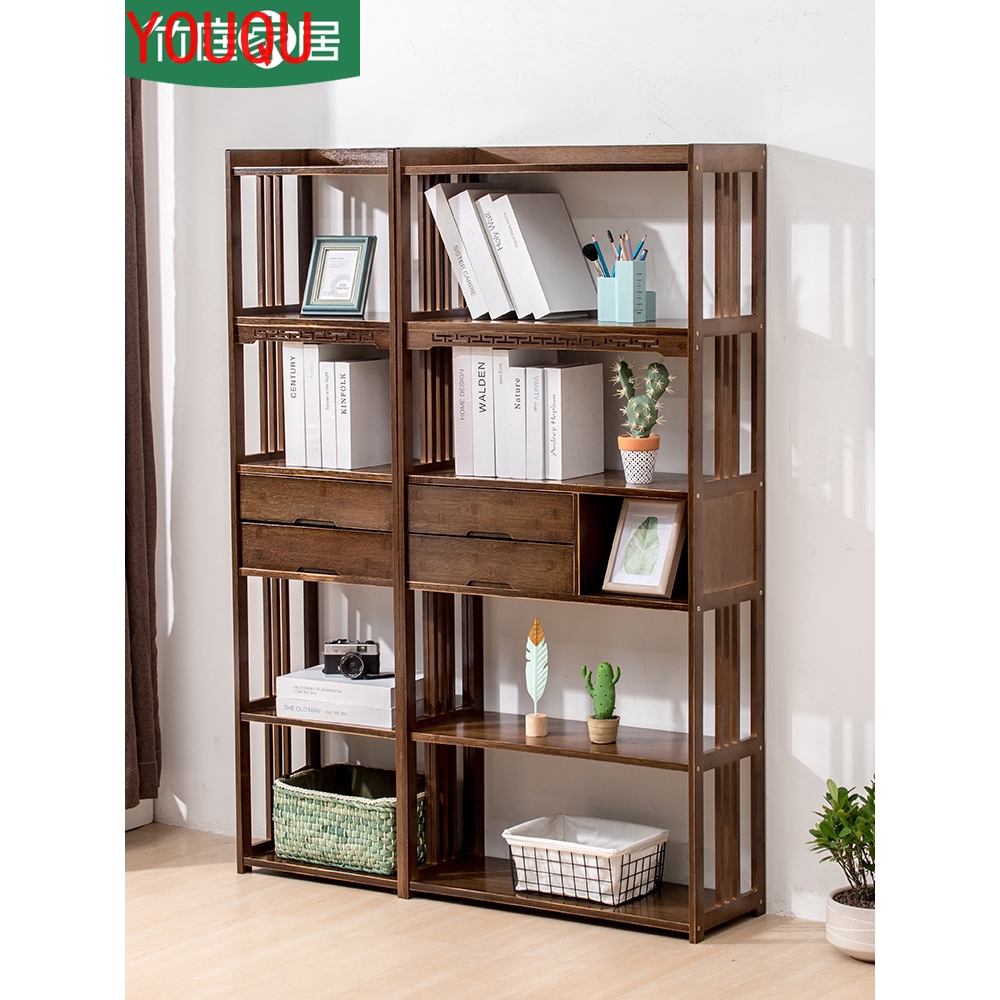 Solid Wood Creative Bookshelf Bookcase Student Storage Shelf Modern Simple Floor Shelf Living Room Storage Cabinet Shopee Malaysia