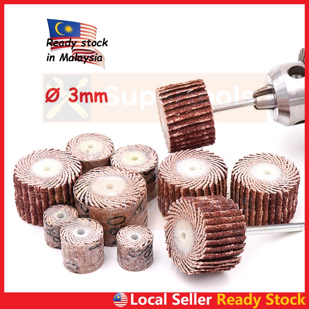 3mm Sanding Sandpaper Flap Wheel Grinding Head Burr Rotary Tool Drill