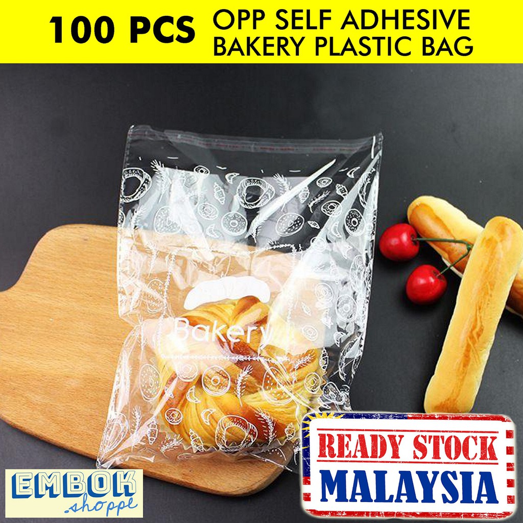  READY STOCK 100PCS OPP  SELF ADHESIVE BAKERY PLASTIC  BAG 