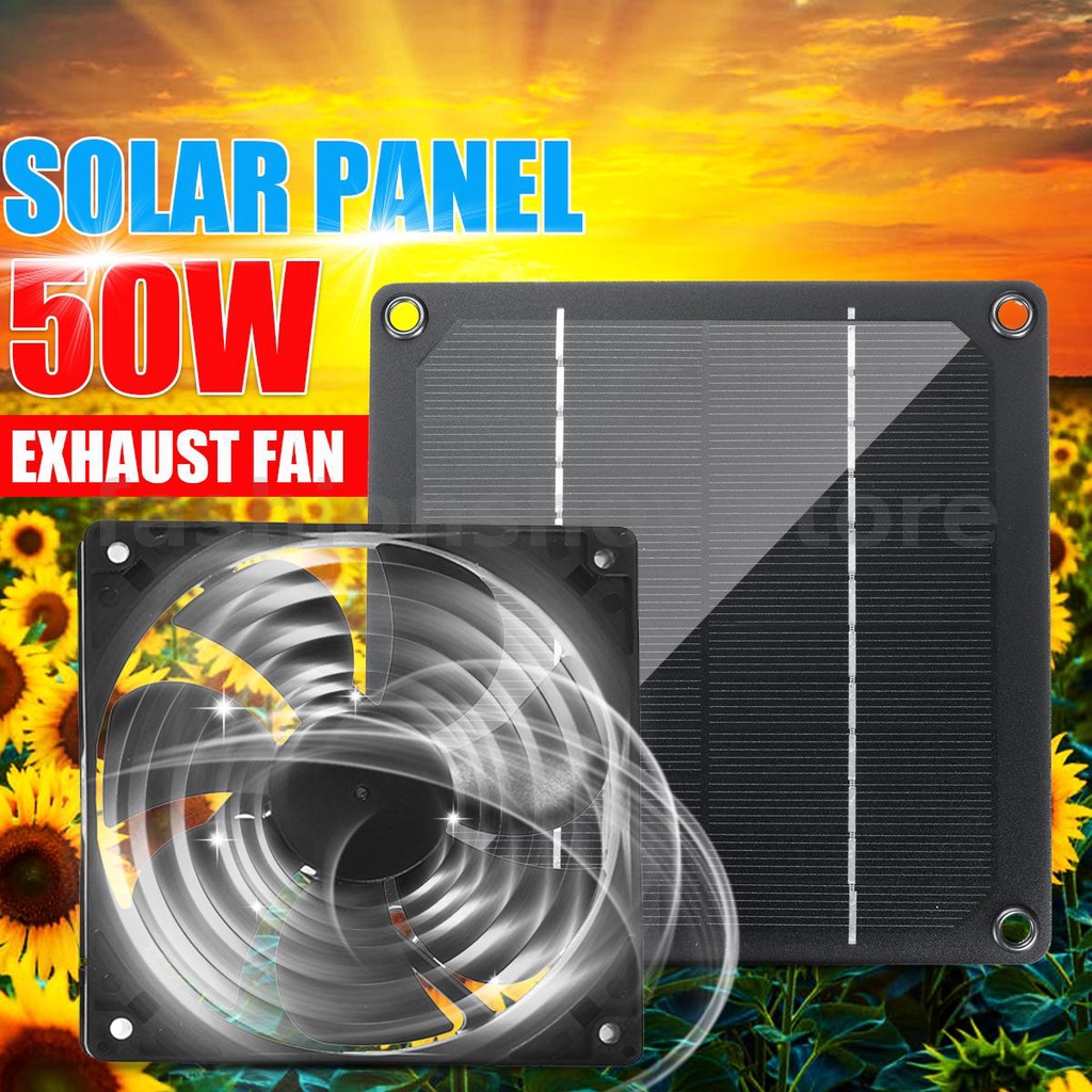 50W Outdoor Solar Powered Panel Exhaust Roof Attic Fan Air Ventilation