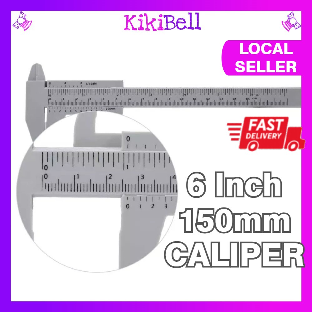 6"inch 150mm Grey Caliper Plastic Vernier Caliper Measurement Tool