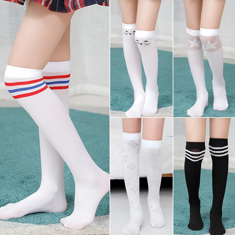 girls long black socks